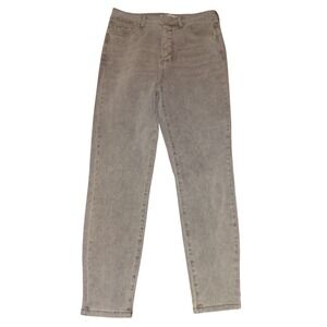 JustFab Womens Grey Acid Wash High Rise Button Fly Skinny Jeans Size 30